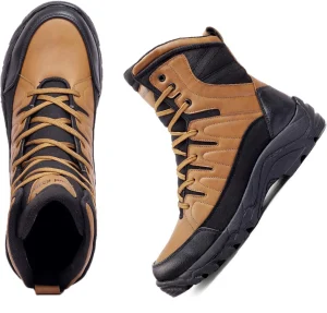 bacca bucci FLAME 7-Eye Brown Moto Inspired Mild Waterproof Snow Boots for Men