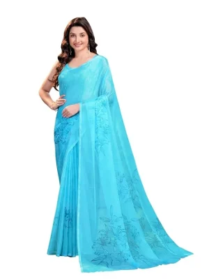 Garden Vareli floral print chiffon saree for women