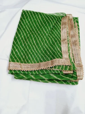 Mayra Creations Kota Doria Solid Green Dupatta for Women